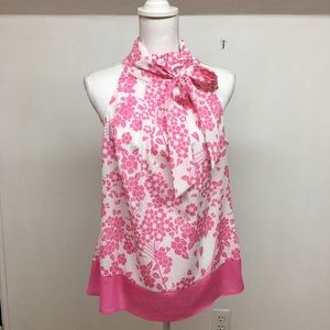 New York&Company Pink/White Sleeveless Blouse Size M
